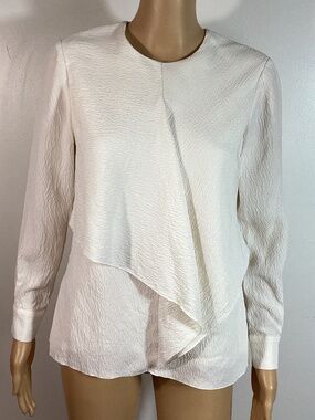 Jason Wu Ivory Silk Asymmetrical drape front blouse Sz 4